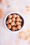 Walnuts in bowl top view